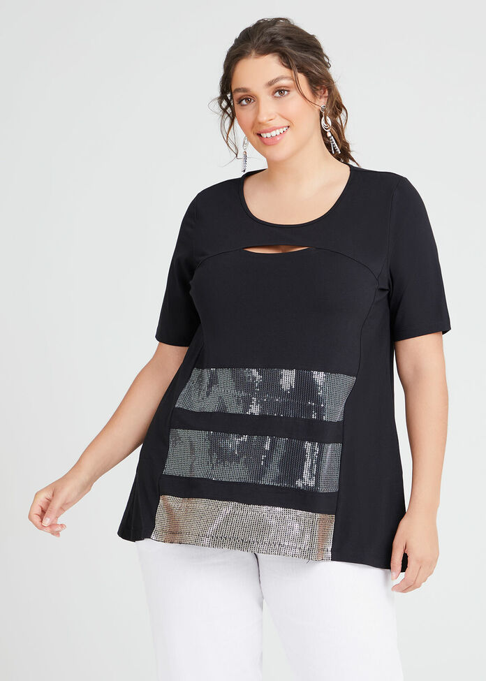 Bling It On Cotton Sequin Top, , hi-res