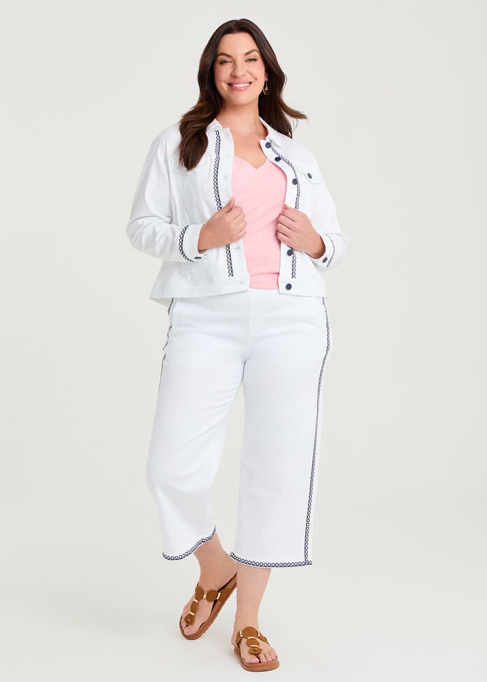 Wide Leg Embroidered Crop Jean, , hi-res