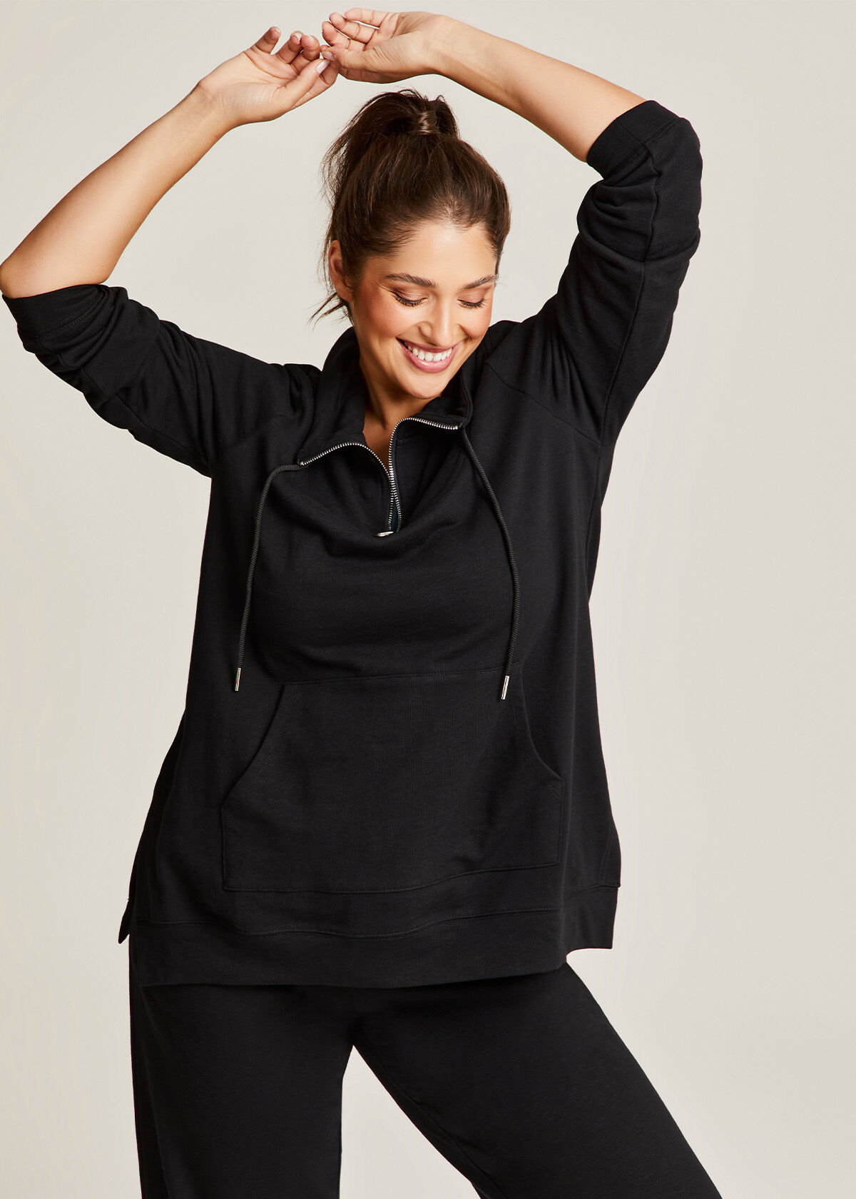 Shop Plus Size Funnel Neck Active Tunic in Black Sizes 12 30 Taking Shape TR