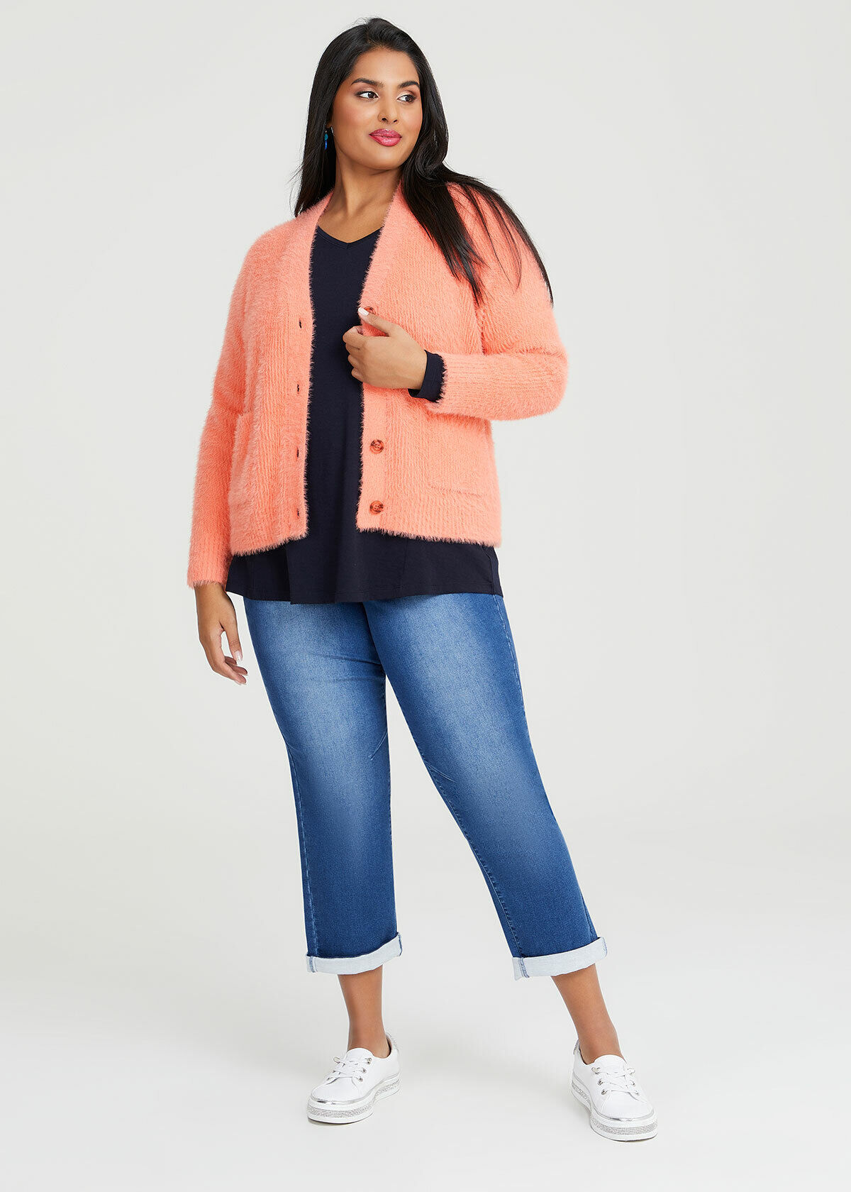 Plus size fuzzy shop cardigan