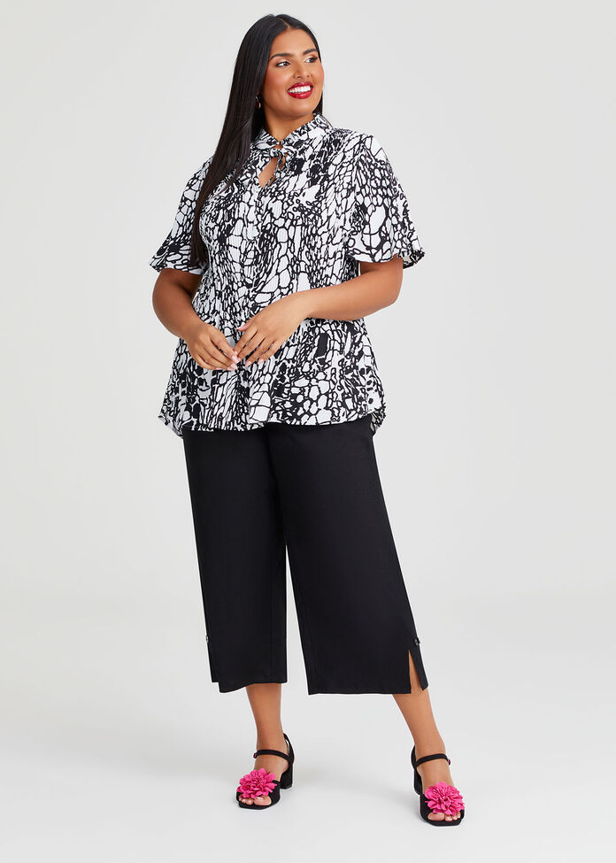 Stretch Linen Calliope Crop Pant, , hi-res