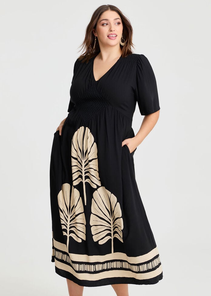 Natural Celia Palm Dress, , hi-res