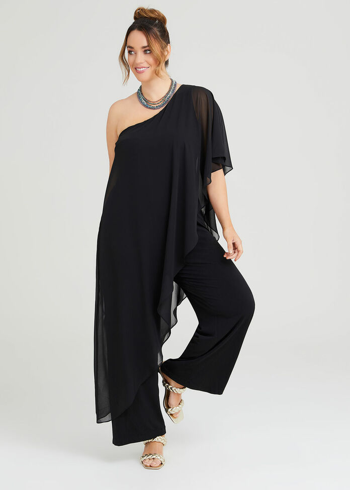 Shop Plus Size Party One Shoulder Jumpsuit in Black | Taking Shape AU