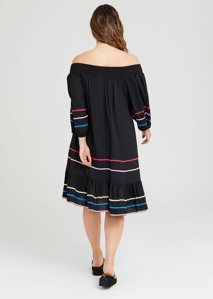 Shop Plus Size Natural Ric Rac Trim Dress in Black Taking Shape AU