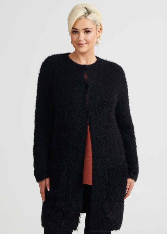 Shop Plus Size Warm And Fuzz Cardigan in Black | Taking Shape AU