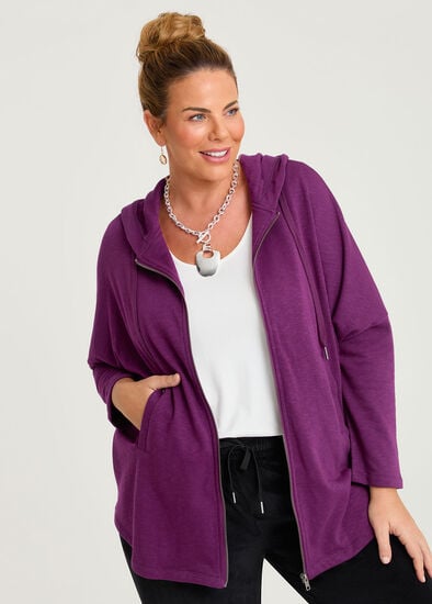 Plus Size Hooded Zip Cape