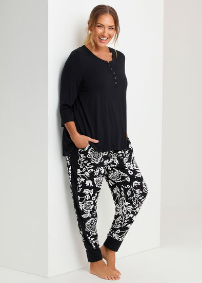 Plus Size Bamboo Monochrome Pyjama Pant