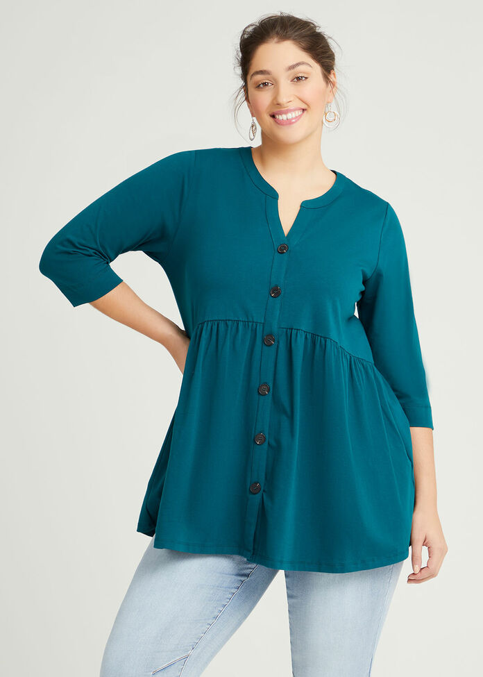 Organic Tiered Button Tunic, , hi-res