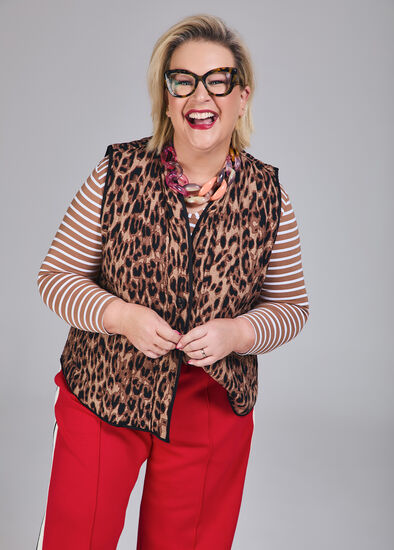 Plus Size Reversible Leopard Quilt Vest