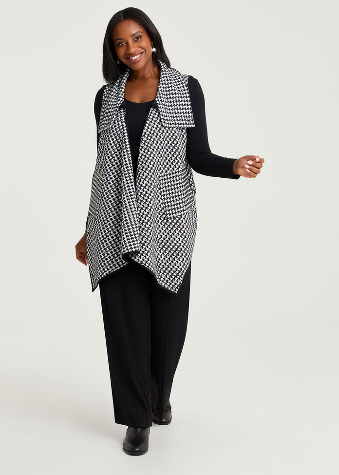 Check Ponte Drape Vest, , hi-res