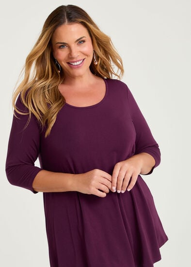 Plus Size Bamboo Base 3/4 Sleeve Top