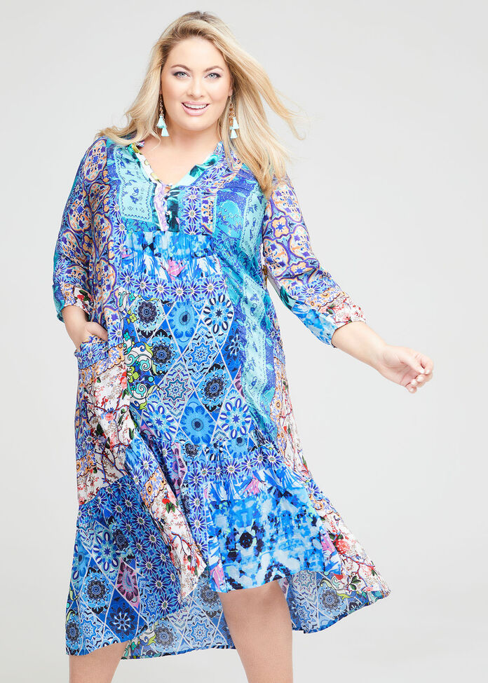 Shop Plus Size Natural Madison Ruffle Dress in Multi | Taking Shape AU