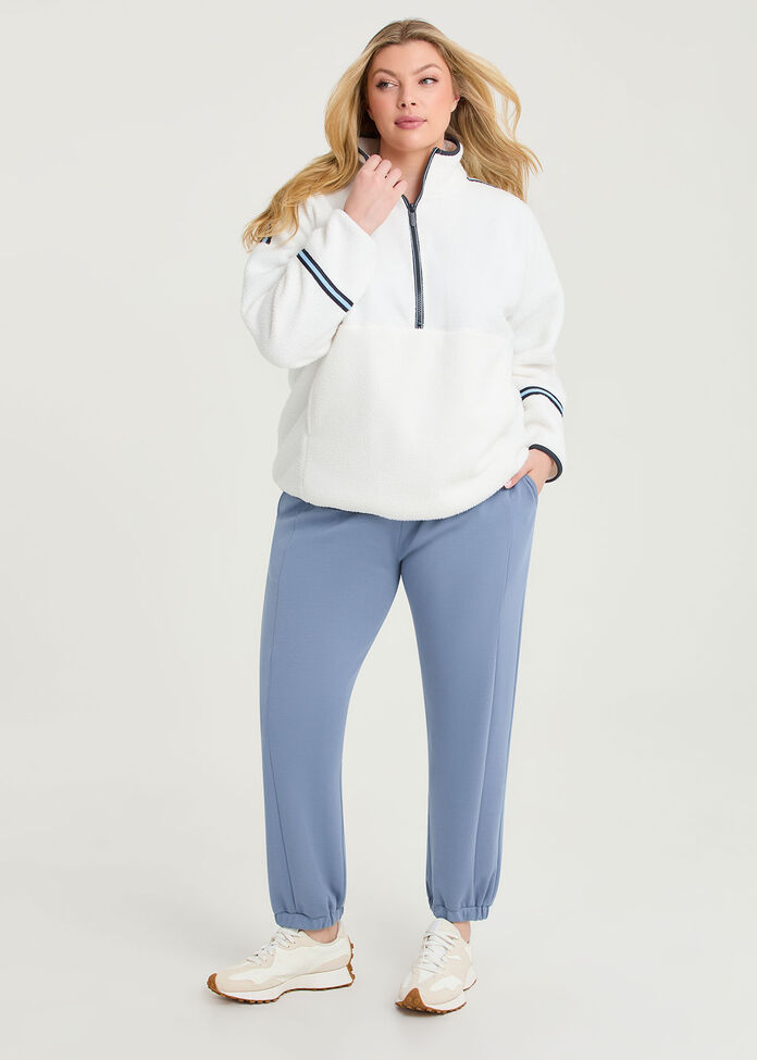 Plush Half Zip Sherpa Fleece Top, , hi-res
