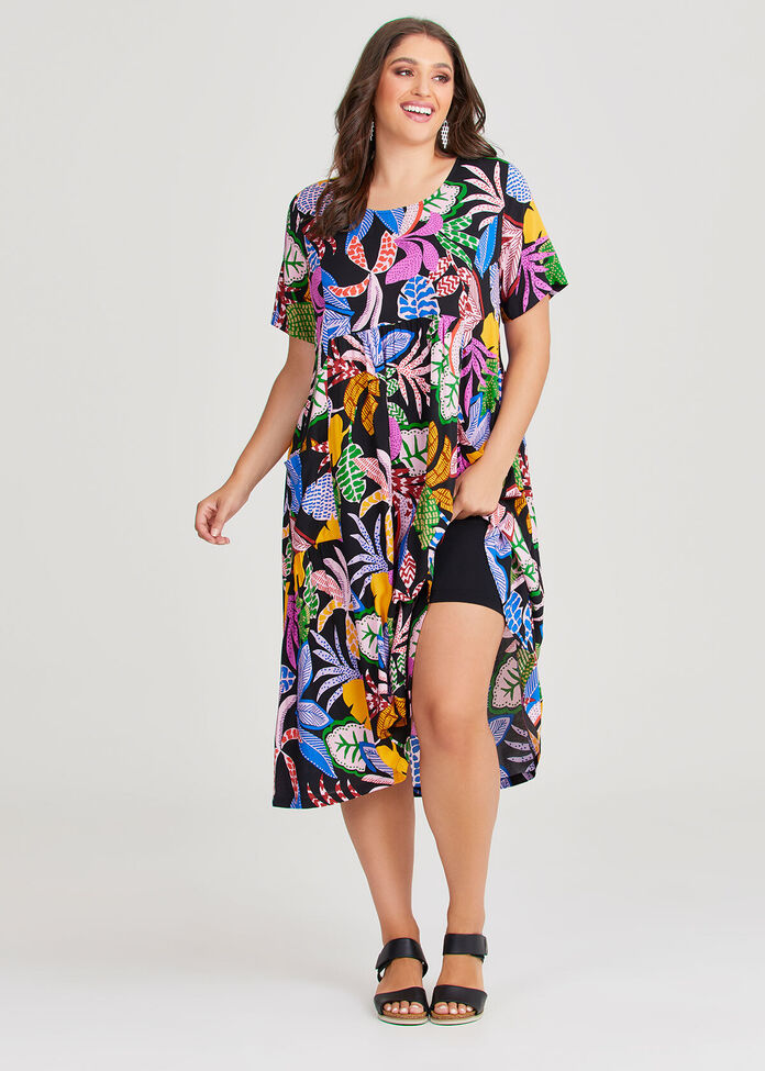 Shop Plus Size Natural Abstract Palm Dress in Multi | Taking Shape AU