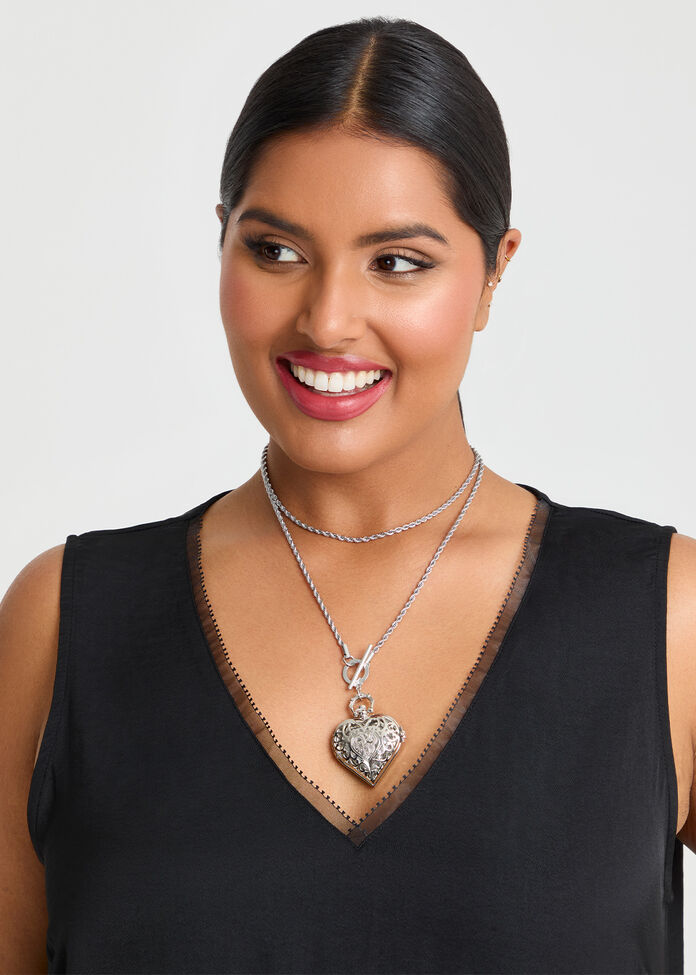 Multi Wear Heart Watch Necklace, , hi-res