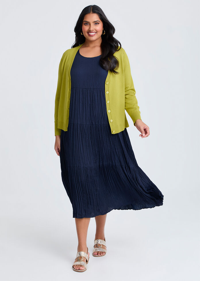 Mia Rib V-neck Natural Cardigan, , hi-res