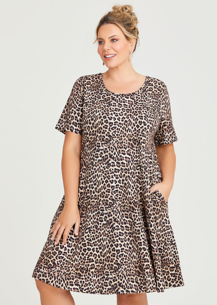 Cotton Animal A-line Dress, , hi-res