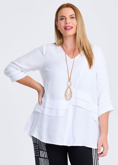 Plus Size Crinkle Crush Natural Tuck Top