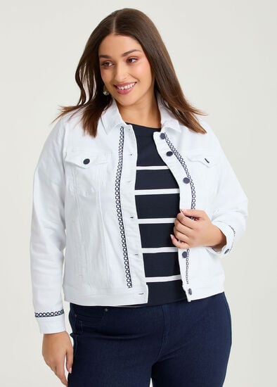 Plus Size Cotton Embroidery Denim Jacket