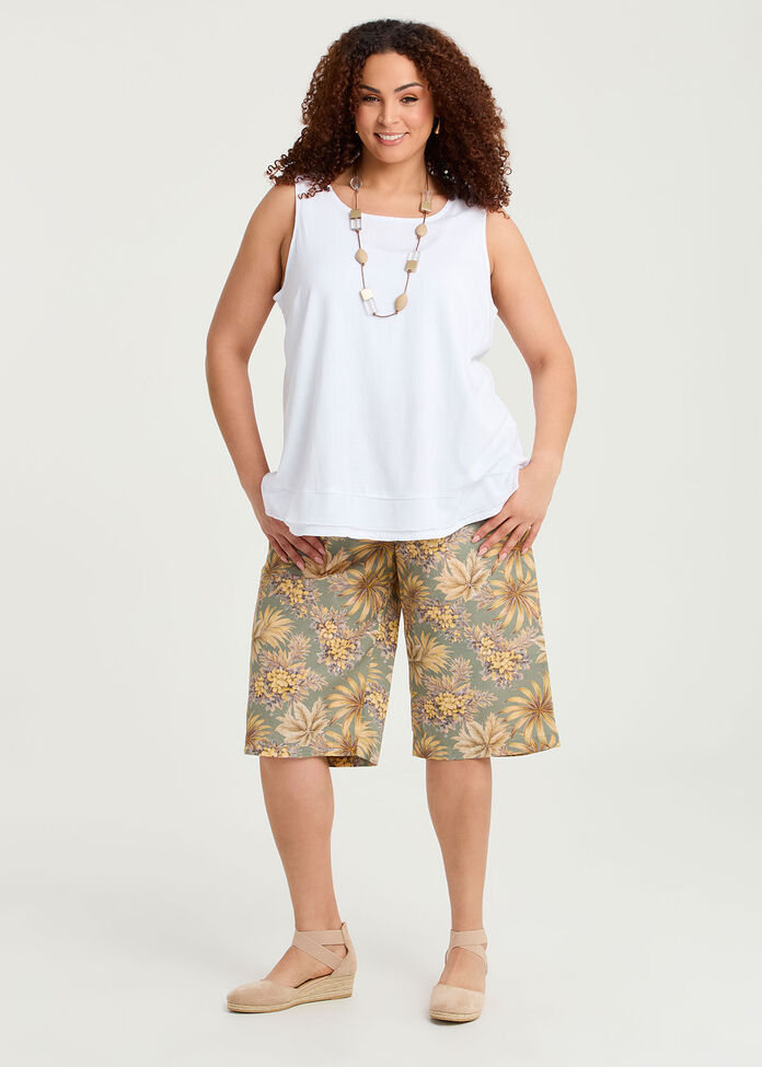 Cotton Linen Longline Short, , hi-res