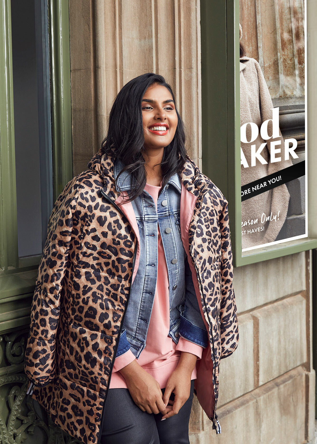 Shop Plus Size Leopard Puffer Jacket in Print Taking Shape US