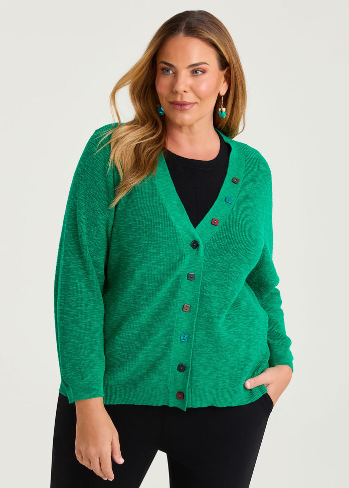 Haven V-neck Cotton Linen Cardigan, , hi-res