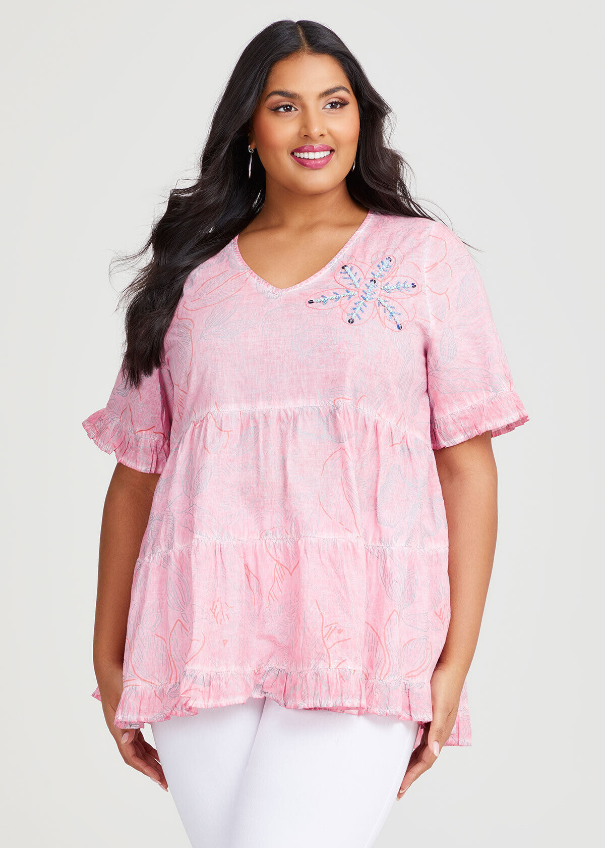 Beaded plus size top cheap