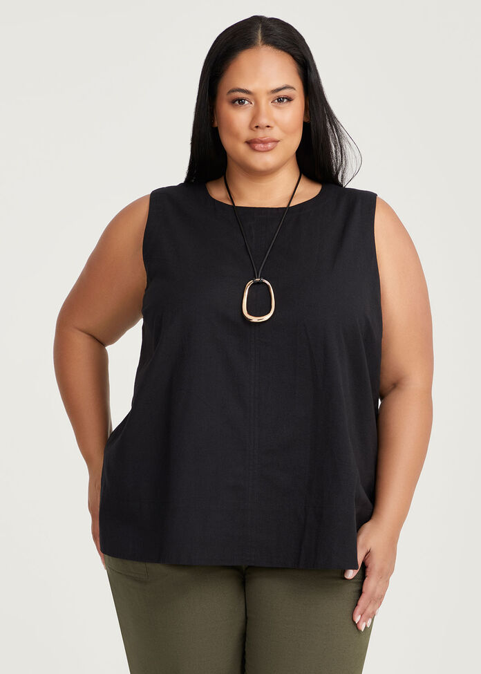 Cotton Linen Sleeveless Top, , hi-res
