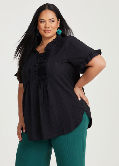 Plus Size Natural Pleat Detail Top