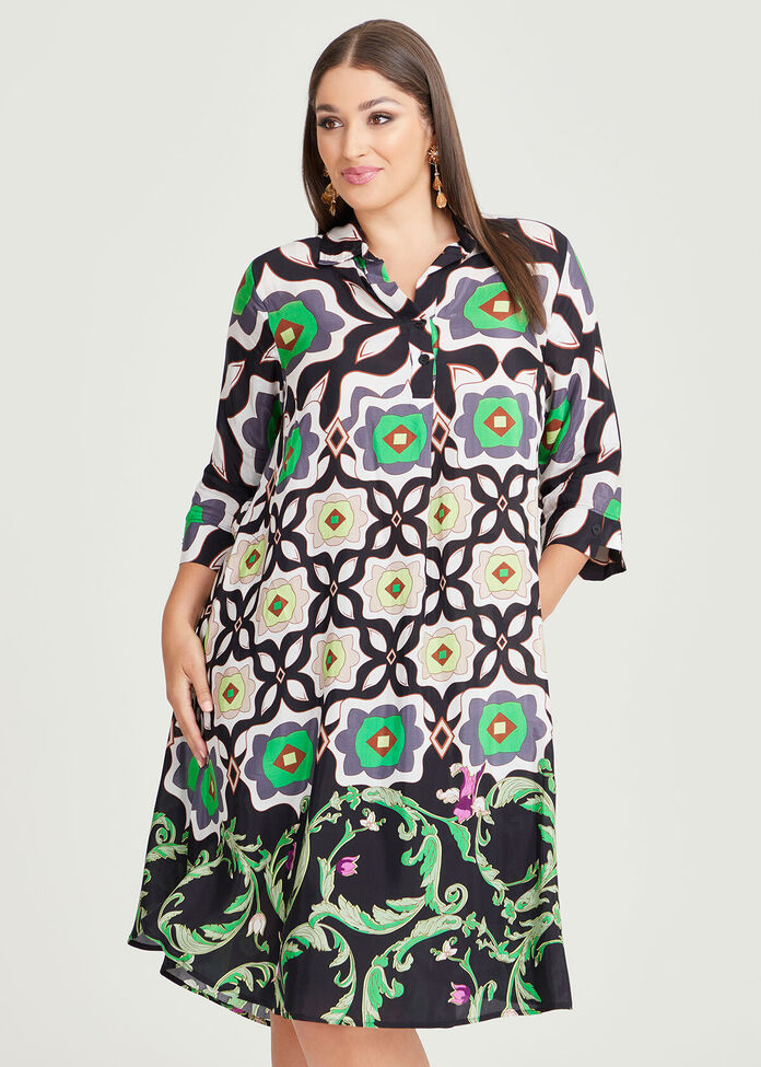 Shop Plus Size Collar Natural Swing Dress in Multi | Taking Shape AU