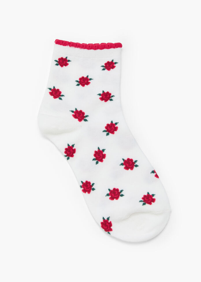 3 Pack Cotton Rose Socks, , hi-res