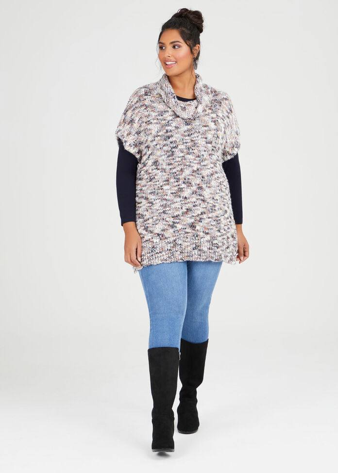 Cowl Neck Mix Jumper, , hi-res