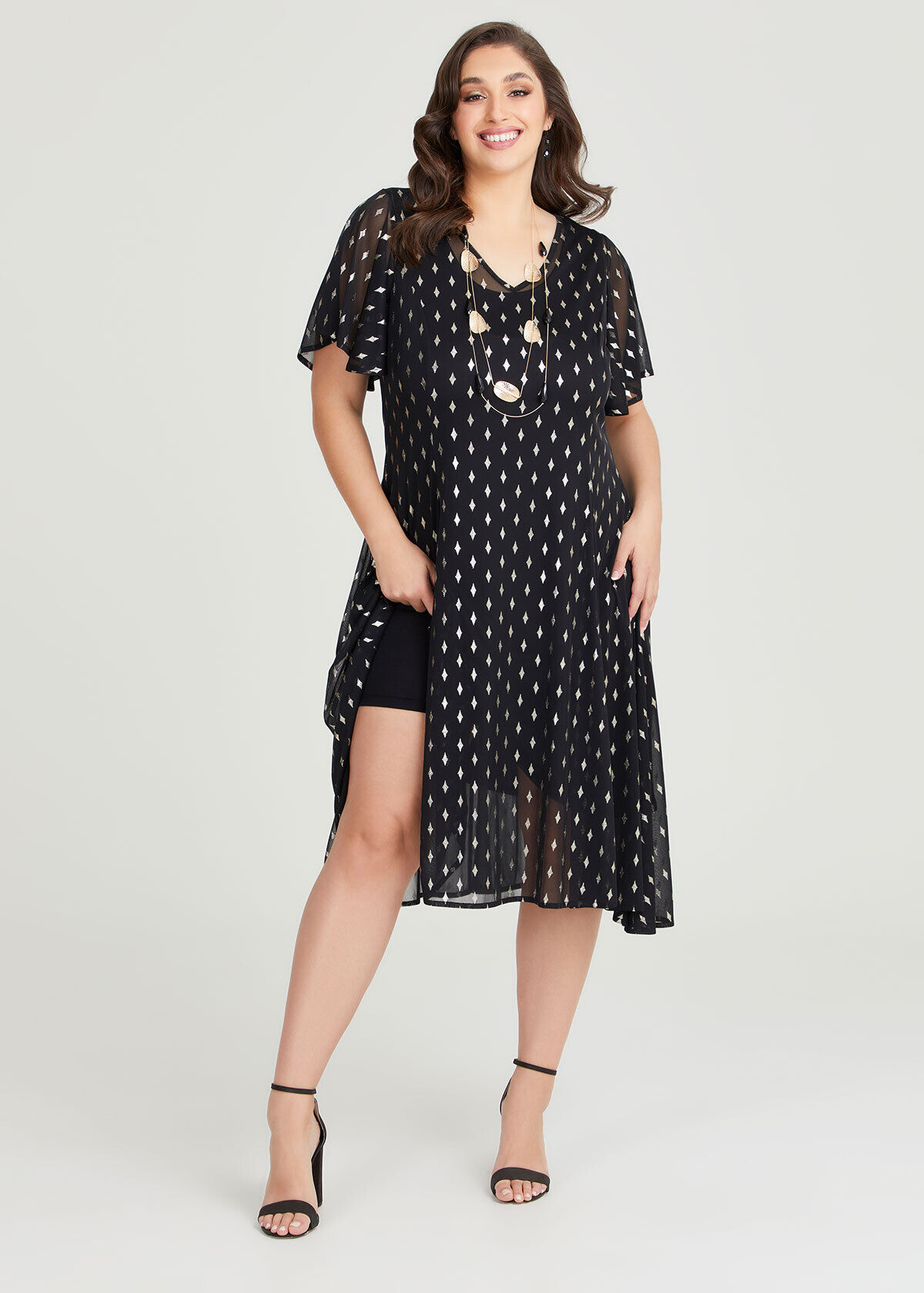 Shop Plus Size Diamond Mesh Cocktail Dress in Black Taking Shape AU