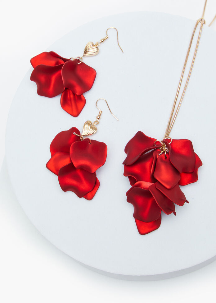 Petal Heart Drop Earrings, , hi-res