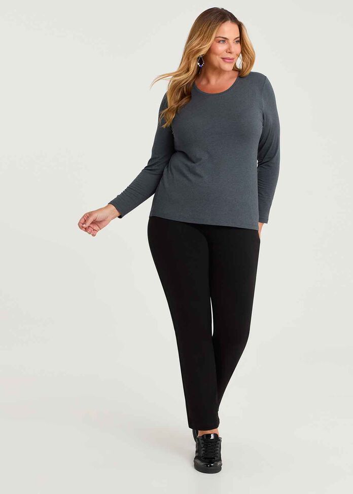 Australian Wool Modal Crew Neck Top, , hi-res