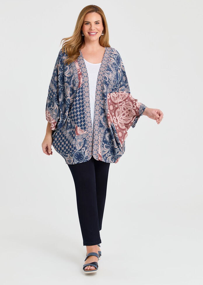 Folk Paisley Print Cape, , hi-res