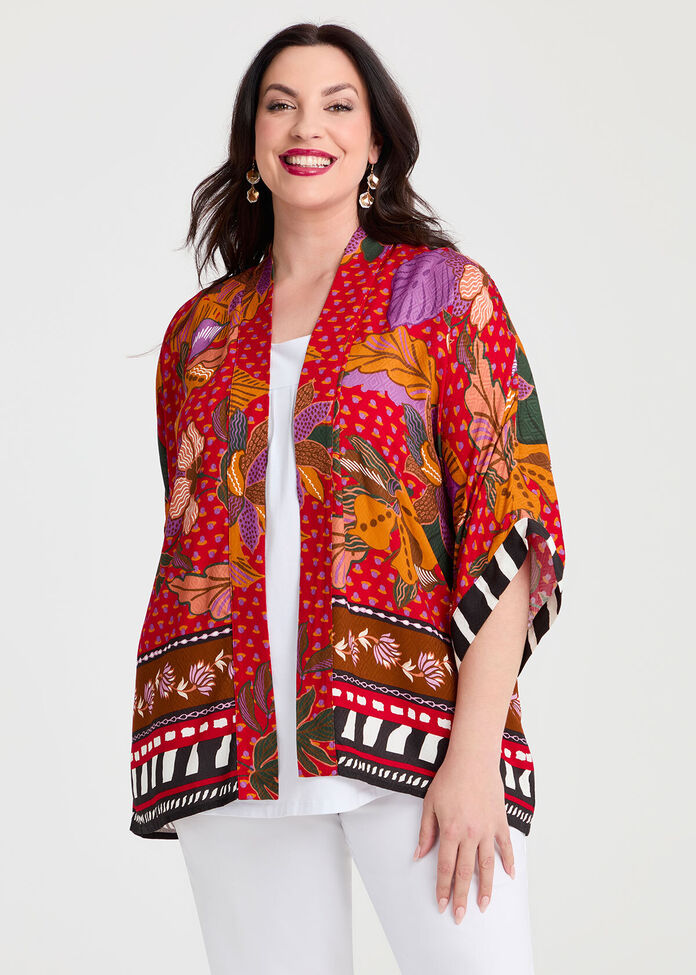 Natural Nova Abstract Kimono, , hi-res