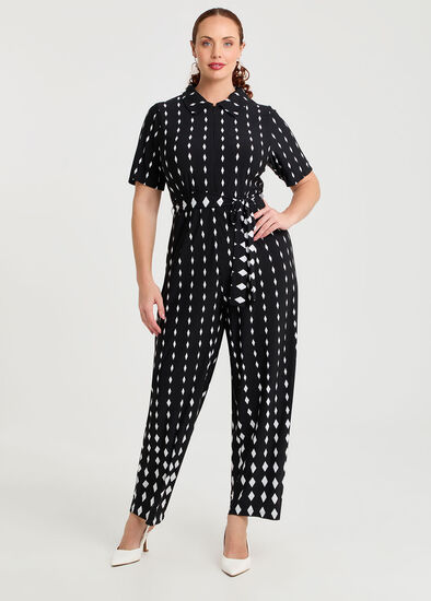 Plus Size Derby Stripe Zip Event Jumpsuit
