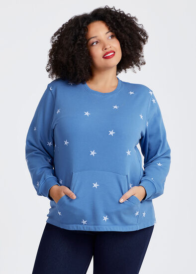 Plus Size Cotton Mini Stars Sweatshirt