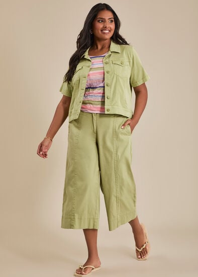 Plus Size Lyocell Wide Leg Crop Pant