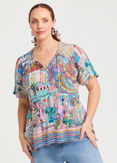 Plus Size Natural Sunset Holiday Top