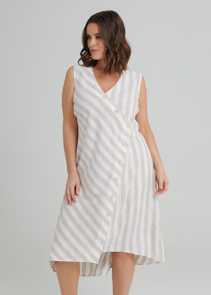 Santo Stripe Linen Dress, , hi-res