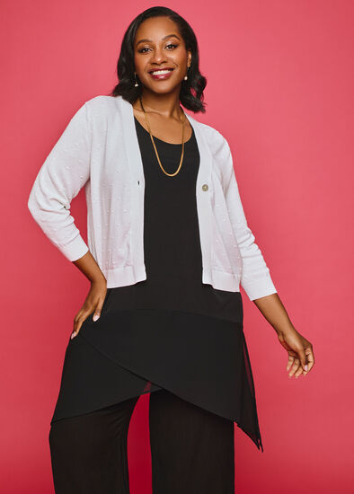 Plus Size Cotton Popcorn Cardigan