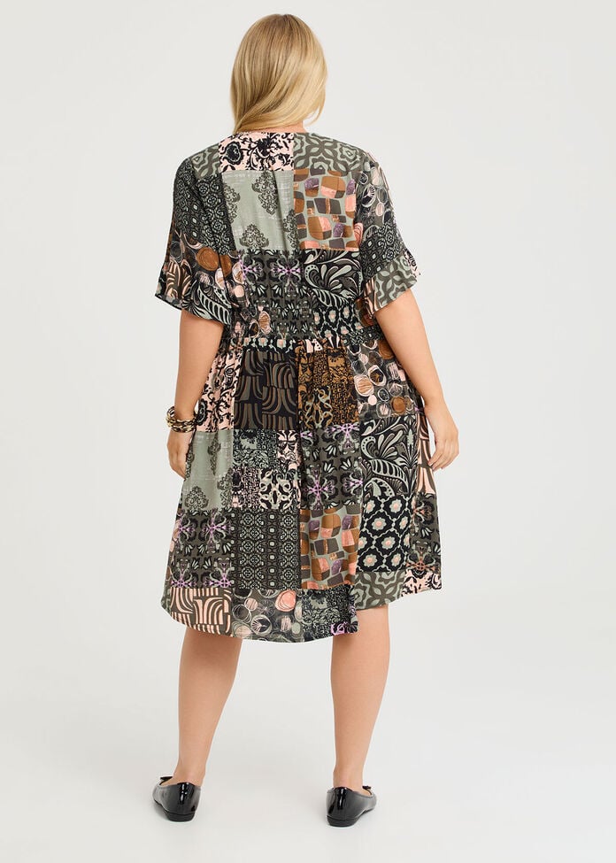 Patchwork Natural Dress, , hi-res
