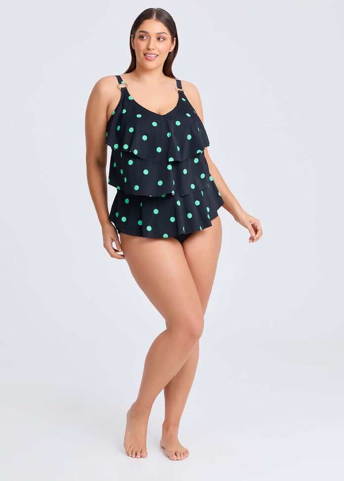 Spot Print Frill Tankini, , hi-res