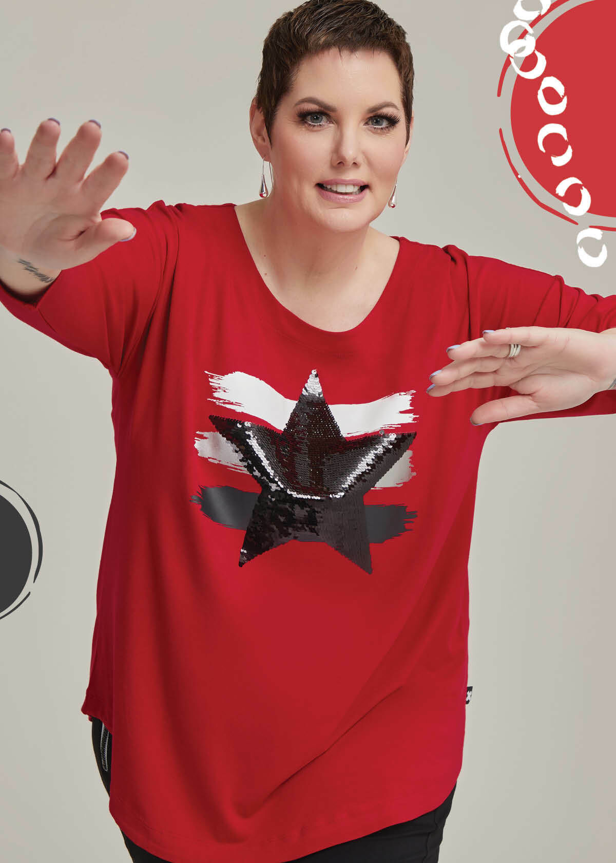 Plus size red christmas tops store