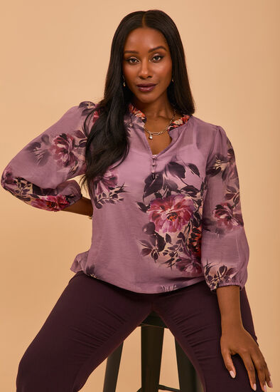 Plus Size Camille Floral Tencel Blouse