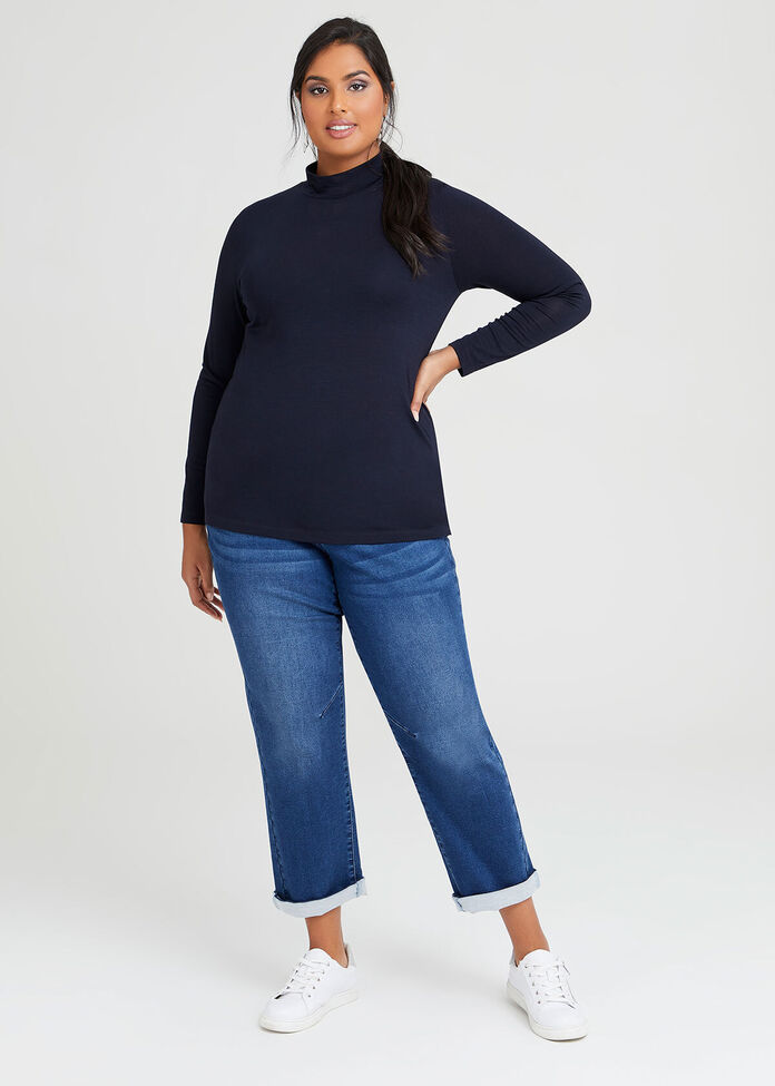 Wool Bamboo Mock Neck Top, , hi-res