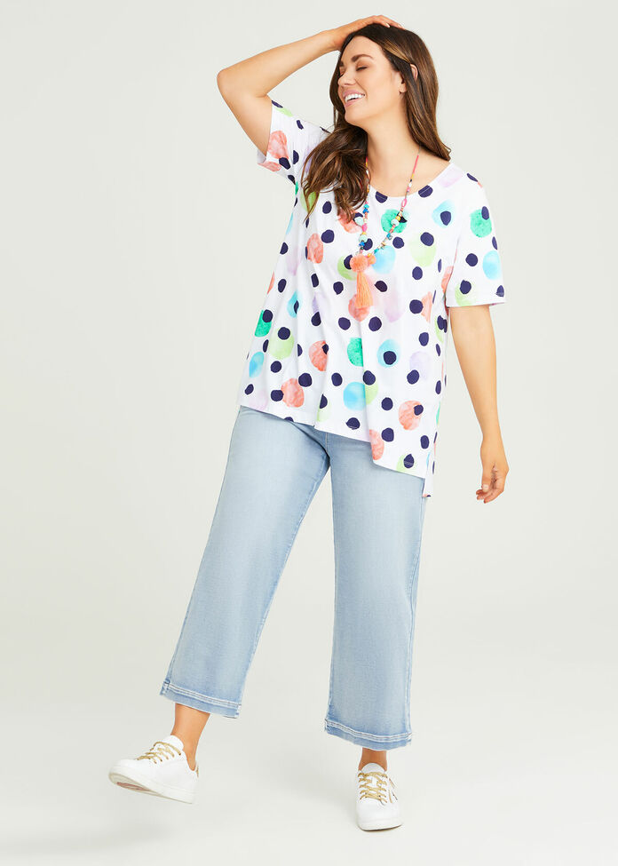 Pull On Wide Leg Crop Jean, , hi-res