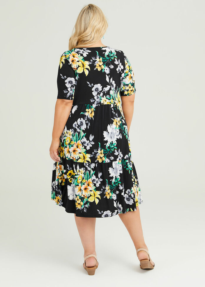 Shop Floral Midi Tier Dress in Yellow, Sizes 12-30 | Taking Shape AU
